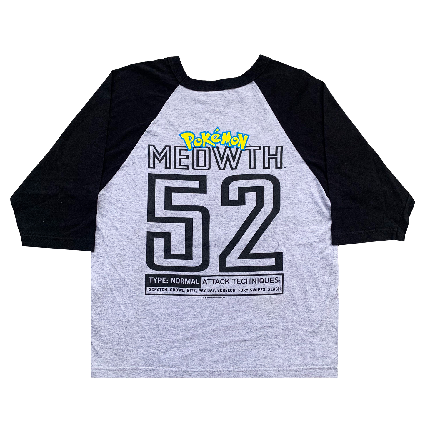 POKEMON MEOWTH NYARTH VINTAGE 90s OFFICIAL RAGLAN OFFICIAL TEE