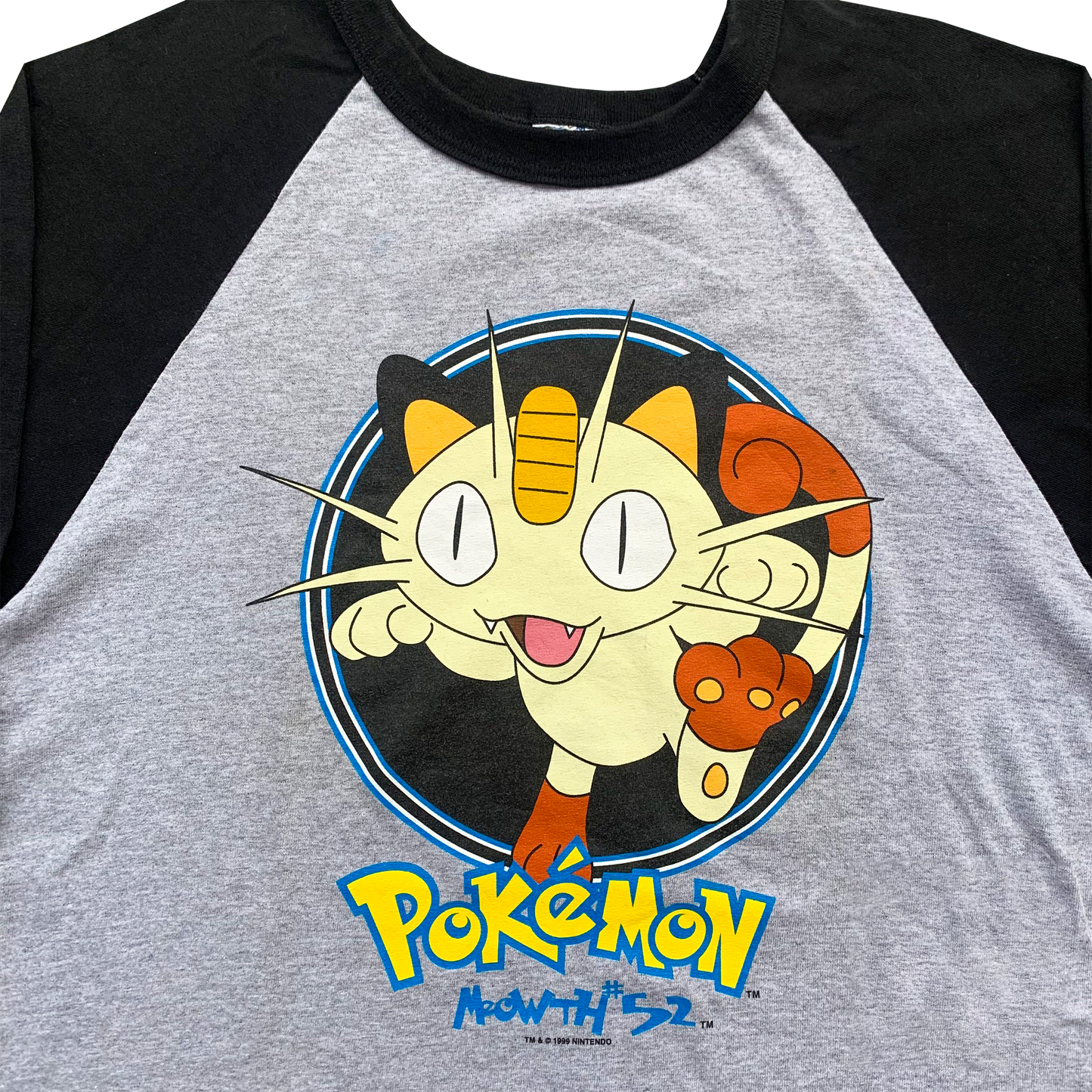 POKEMON MEOWTH NYARTH VINTAGE 90s OFFICIAL RAGLAN OFFICIAL TEE