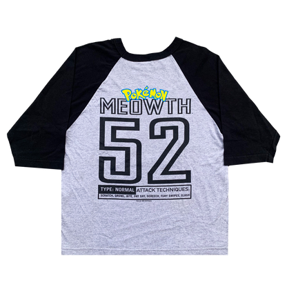POKEMON MEOWTH NYARTH VINTAGE 90s OFFICIAL RAGLAN OFFICIAL TEE