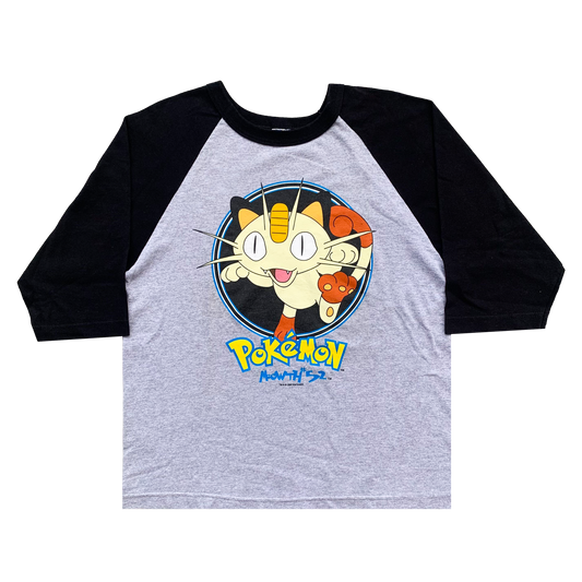 POKEMON MEOWTH NYARTH VINTAGE 90s OFFICIAL RAGLAN OFFICIAL TEE
