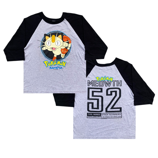 POKEMON MEOWTH NYARTH VINTAGE 90s OFFICIAL RAGLAN OFFICIAL TEE