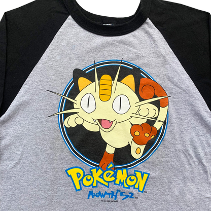 POKEMON MEOWTH NYARTH VINTAGE 90s OFFICIAL RAGLAN OFFICIAL TEE